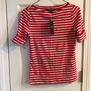 Lauren Ralph Lauren Red & White Striped Top